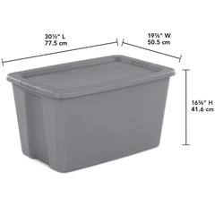 Sterilite Extra Large Storage Bin, 30 Gallon Durable Plastic Gray, 6 Pack