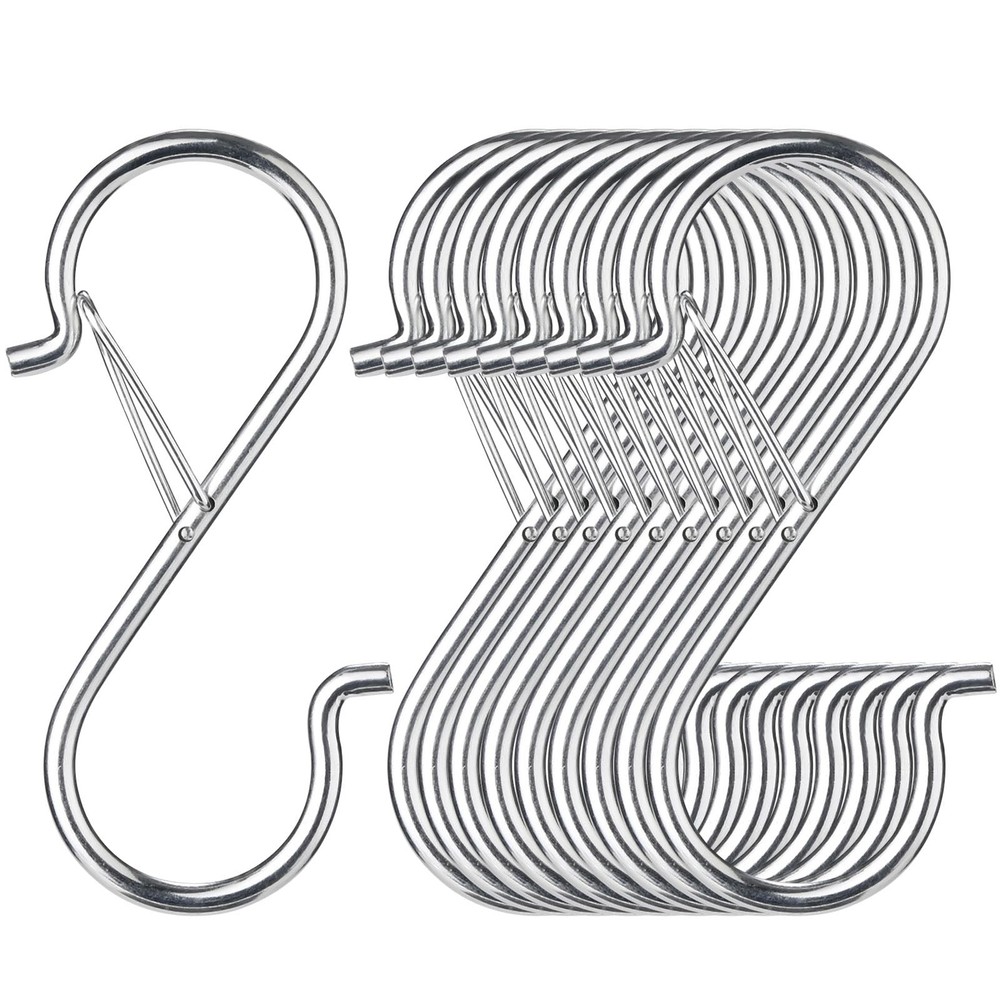 12 PCS S Hooks for Hanging with Safety Buckle, 3.5 inch Heavy Duty Metal S Sh…