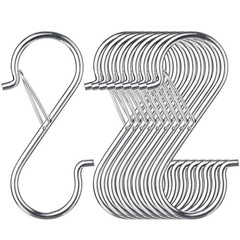 12 PCS S Hooks for Hanging with Safety Buckle, 3.5 inch Heavy Duty Metal S Sh…