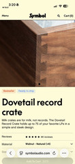 Record LP Crate, Storage Box, Solid Walnut, Dovetail Joinery, Symbol Audio