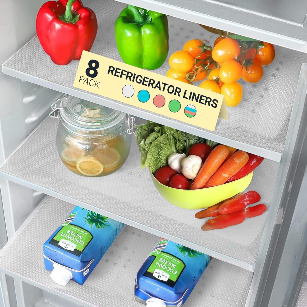 Refrigerator Liners for Shelves (8 Pack) 8 Sheets (17.7 x 11.4 Inches), Clear