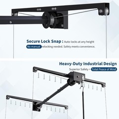Overhead Garage Storage Rack Adjustable 4×4 ft Ceiling Mounted with Safety Lock