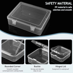 Bead Organizer Box 30 Mini Clear Storage Containers for Jewelry with Hinged Lid.