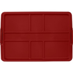 Hefty 72 Quart Clear Plastic Christmas Storage Bin with Holiday Red HIRISE Lid,