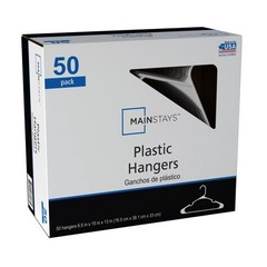 Mainstays Plastic Notched Clothing Hangers, Black, 50 Pack – Durable & Lightweig