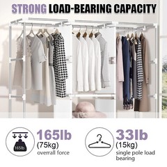 Space Saver Closet Storage Organizer Wardrobe Clothes Rack with Shelves Portable