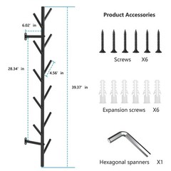 Space Saving Vertical Coat Rack, Wall Mount for Hats Bags Coats Living Room