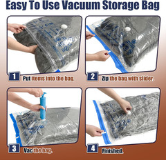 **12 Jumbo Vacuum Storage Bags XL Space Saver with Hand Pump Reusable**