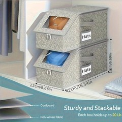 1/2x Stackable Hat Storage Organizer for Baseball Caps 24 Caps Hat Box with Lid