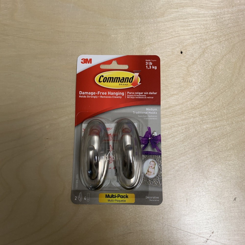 Command Medium Sized Traditional Decorative Hooks Nickel