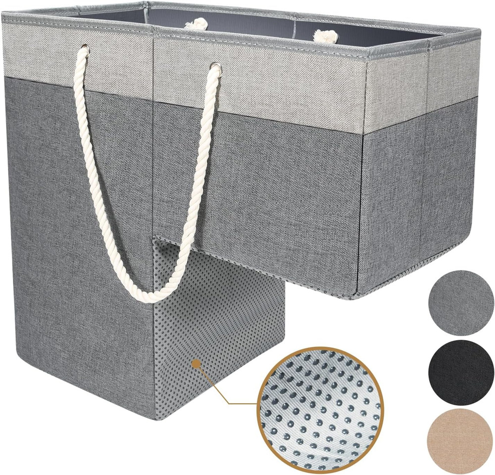 Stair Basket with Handle for Easy Storage – Gray 16″ Step Organizer