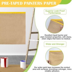 Pre-Taped Masking for Painting,12″ x50Feet Adhesive-Backed Tape and Drape Pai…
