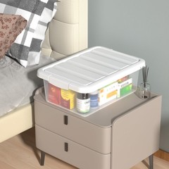 14 Quart Clear Storage Latch Box Plastic Organizing Bin White Lid 2 PCS