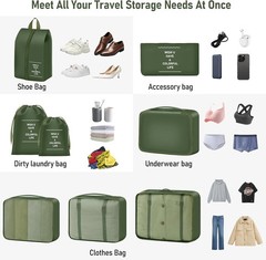Packing Cubes for Travel- 8 Set Luggage Organizer Bags for Family, Mesh Breathab