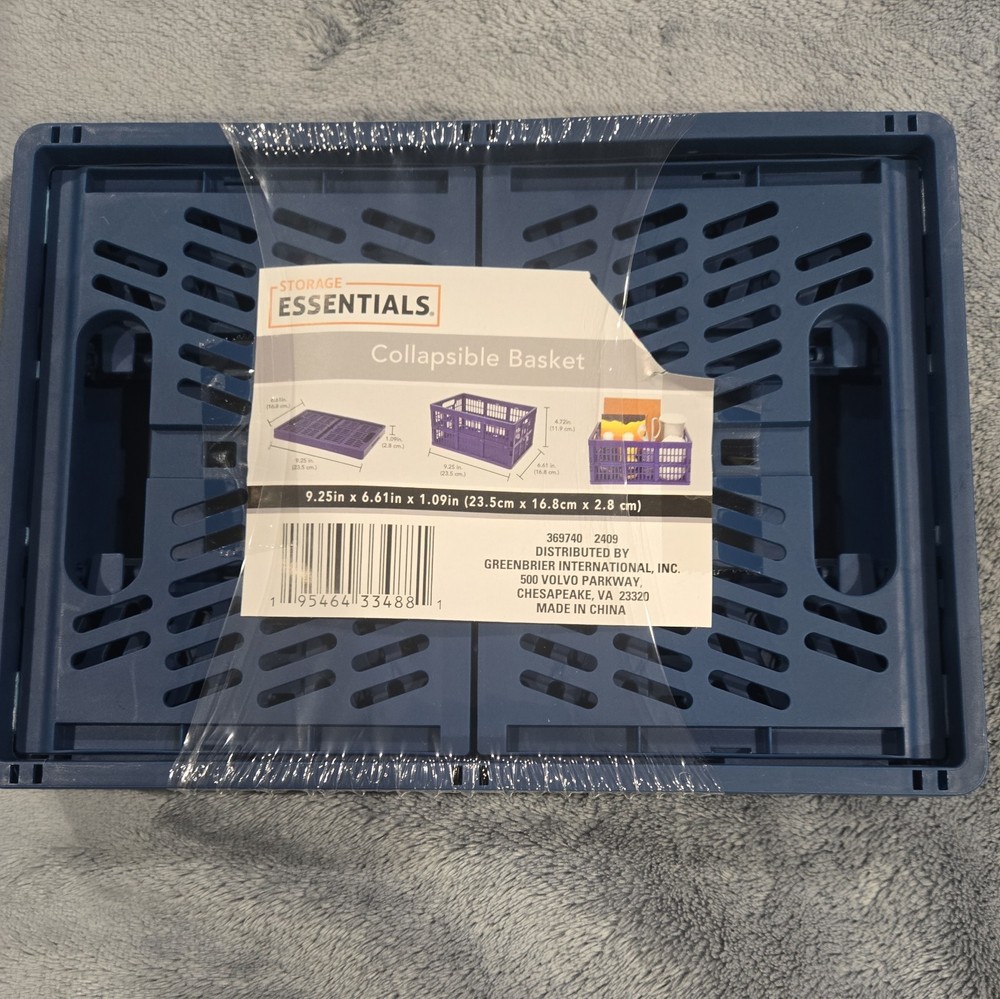 Storage Essentials Collapsible Basket Size 9.25 x 6.61 x 4.72 Inch, Blue(setof2)
