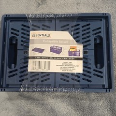 Storage Essentials Collapsible Basket Size 9.25 x 6.61 x 4.72 Inch, Blue(setof2)