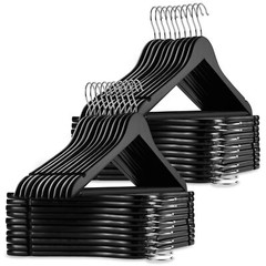 40 Black Wooden Suit Hangers for Coats Jackets Shirts Skirts