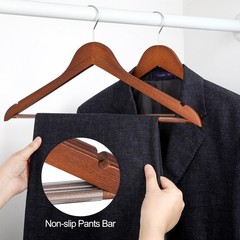 Walnut Wooden Hangers 30 Pack, Wood Clothes Hangers, Durable Coat Hanger with…