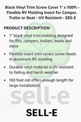 100 Ft x 1″ Black Vinyl Trim Molding Screw Cover RV Boat Camper Trailer UV Water