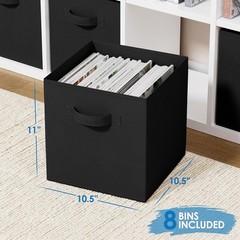 NEW.Storage Cube Set, 8-Piece – 10.5×10.5×11 inches – (Black)
