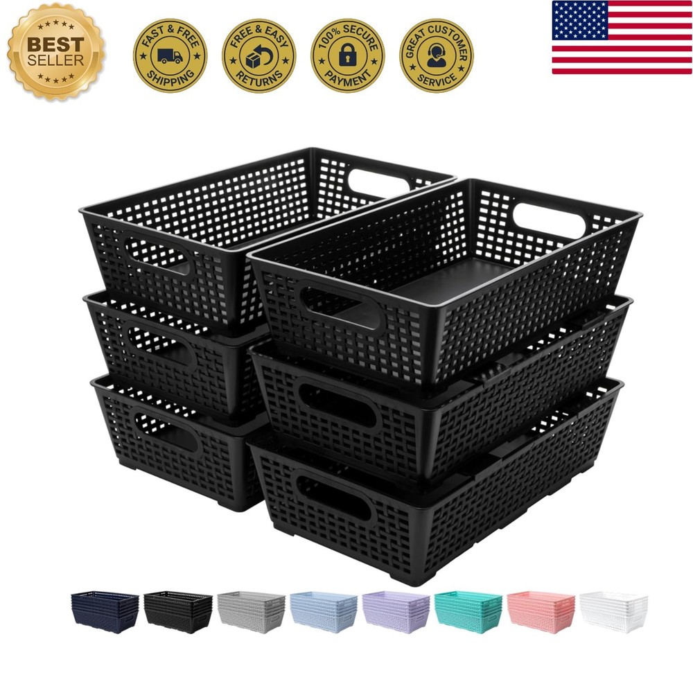Durable 6 Count Extra Large Stackable Baskets for Versatile Storage Solutions