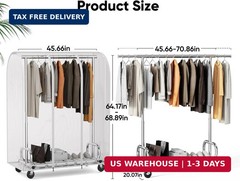 HOKEEPER Clothes Rack with Cover Clothing Racks for Hanging Clothes Heavy Duty G