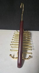 Cherry Wood & Brass Peg Tie & Belt Jewelry Organizer Hanger
