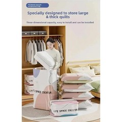 Large Capacity Vacuum Storage Bags No Pump Space Saver Compression Bags for Clot