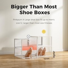 Pinkpum 15 Pack X-Large Shoe Storage Boxes Fit US Size 12, Sneakerheads White