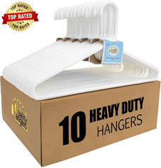 Quality White Plastic Hangers 10 Pack – Super Heavy Duty Multipack for Clothes –