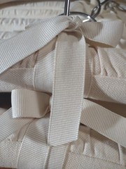 14 Cream Cotton Canvas With Bow Padded Swivel Chrome Hook Luxury Hangers 16″