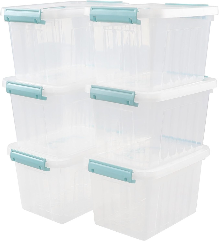 6-Pack Clear Plastic Storage Bins with Lids for Home & Office Organization