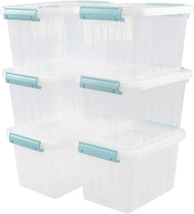 6-Pack Clear Plastic Storage Bins with Lids for Home & Office Organization