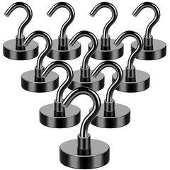 Magnetic Hooks, 50Lbs Strong Neodymium Black Magnet Hook for Hanging, Heavy D…