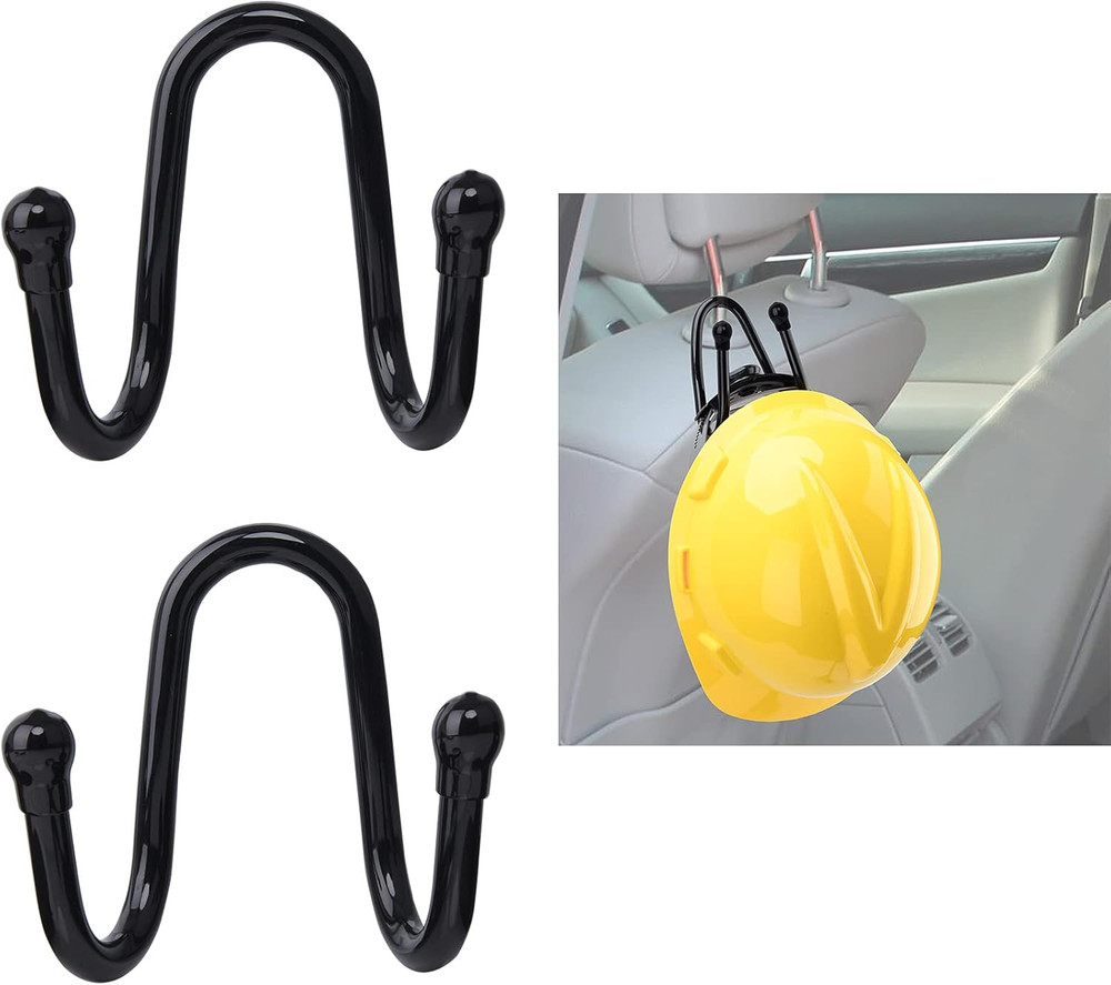 2Pk Flexible over the Seat Hard Hat Rack Headrest Hanger Hook for Car Back Seat