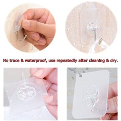 40 PCS Adhesive Sticky Hooks and Double Sided Wall Seamless Hangers Transparent