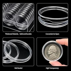 60pcs 41mm Coin Capsules For 1oz Silver Bullion w/Box +7 Sizes Sponge Gaskets US
