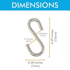Mini S Hooks Connectors S Shaped Wire Hook Hangers 100pcs Hanging Hooks for D