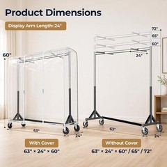 HOKEEPER Z Rack for Clothes with Cover Heavy Duty Clothing Rack Hold 500 LBS