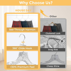 Clear Plastic Pants Hangers 12 Pack, Set Hanger for Tops and Bottoms, Non Slip S