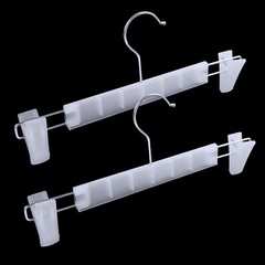 100Pack Plastic Clothes Skirt Trouser Pants Hanger with Adjustable Clips 12″wide