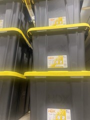 HDX Tough Tote 27 Gal Heavy Duty Stackable Plastic Storage Tote w/ Lid Black