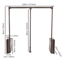 Polished Chrome Soft-Close Pull-Down Wardrobe Lift Adjustable 35–47.2 in 55 lb