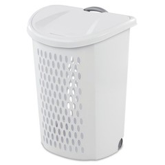 (2 pack) Sterilite Ultra Wheeled Hamper, Plastic Laundry Hamper with Wheels for