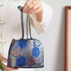 16cm Vintage Chinese Yun Brocade Tea Set Storage Bag Thickened Shockproof Pouch