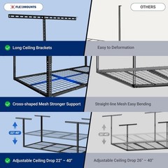 3×6 Overhead Garage Storage Adjustable Ceiling Rack 72″ Length x 36″ Width x …
