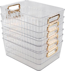 Idotry 6-Pack Clear Pantry Storage Bins, Plastic Organizer Bins