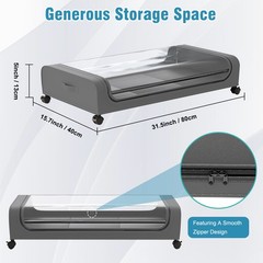 Zippered Under Bed Storage Organizer Bag Bins Underbed Clothes Toys 4 Pack XXXL