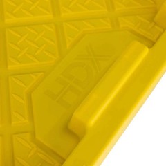 27 Gal. Tough Storage Tote with Wheels and Handle in Black and Yellow