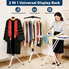 2 IN 1 T Shirt Display Stand, 32-63 inch Adjustable Cap and Gown Display Stan…